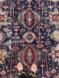 7'10 x 11' Antique battered and bruised Heriz rug #1985 / 8x11 Vintage rug - Blue Parakeet Rugs