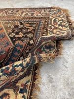 4'6 x 8' Antique Persian Kurdish rug #2169 / 5x8 Vintage Rug - Blue Parakeet Rugs