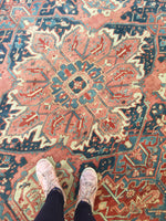 9'7 x 12'6 Antique Heriz Rug / Large Vintage Rug (#1354) - Blue Parakeet Rugs