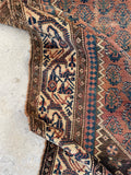 4'6 x 8' Antique Persian Kurdish rug #2169 / 5x8 Vintage Rug - Blue Parakeet Rugs