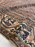 4'6 x 8' Antique Persian Kurdish rug #2169 / 5x8 Vintage Rug - Blue Parakeet Rugs