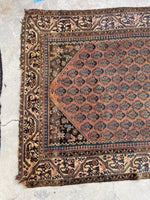 4'6 x 8' Antique Persian Kurdish rug #2169 / 5x8 Vintage Rug - Blue Parakeet Rugs