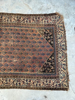 4'6 x 8' Antique Persian Kurdish rug #2169 / 5x8 Vintage Rug - Blue Parakeet Rugs