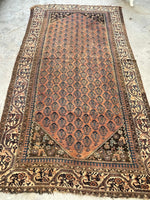 4'6 x 8' Antique Persian Kurdish rug #2169 / 5x8 Vintage Rug - Blue Parakeet Rugs