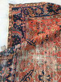 8'1 x 10'8 love worn Antique Serapi Heriz Rug / Large Vintage Rug (#801ML) - Blue Parakeet Rugs