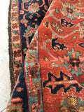 8'1 x 10'8 love worn Antique Serapi Heriz Rug / Large Vintage Rug (#801ML) - Blue Parakeet Rugs