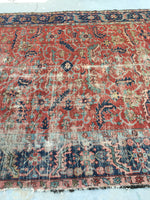 8'1 x 10'8 love worn Antique Serapi Heriz Rug / Large Vintage Rug (#801ML) - Blue Parakeet Rugs