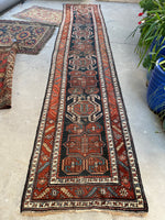 3'3 x 16'3 Antique Lenkoran Kazak Runner #2580ML / 3x16 vintage runner - Blue Parakeet Rugs