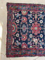 3'1 x 3'8 Antique square Persian Lilihan rug #2167 / 3x4 Vintage Rug - Blue Parakeet Rugs