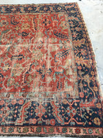 8'1 x 10'8 love worn Antique Serapi Heriz Rug / Large Vintage Rug (#801ML) - Blue Parakeet Rugs