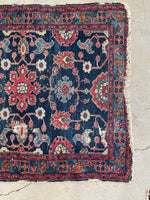 3'1 x 3'8 Antique square Persian Lilihan rug #2167 / 3x4 Vintage Rug - Blue Parakeet Rugs