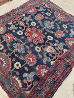 3'1 x 3'8 Antique square Persian Lilihan rug #2167 / 3x4 Vintage Rug - Blue Parakeet Rugs