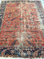 8'1 x 10'8 love worn Antique Serapi Heriz Rug / Large Vintage Rug (#801ML) - Blue Parakeet Rugs