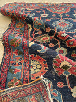 3'1 x 3'8 Antique square Persian Lilihan rug #2167 / 3x4 Vintage Rug - Blue Parakeet Rugs