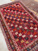 4'9 x 7'10 Antique wool rug #1988ML / 5x8 Vintage rug - Blue Parakeet Rugs