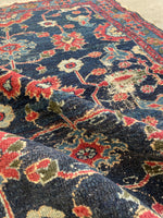 3'1 x 3'8 Antique square Persian Lilihan rug #2167 / 3x4 Vintage Rug - Blue Parakeet Rugs