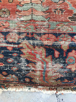 8'1 x 10'8 love worn Antique Serapi Heriz Rug / Large Vintage Rug (#801ML) - Blue Parakeet Rugs