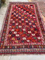 4'9 x 7'10 Antique wool rug #1988ML / 5x8 Vintage rug - Blue Parakeet Rugs