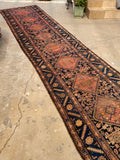 3'6 x 19'7 Antique tribal wool Runner #1788C / Long Vintage Runner / 20 foot vintage runner - Blue Parakeet Rugs