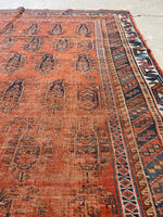 4' x 5'3 Worn Antique Afshar rug #2166 / 4x5 Vintage Rug - Blue Parakeet Rugs