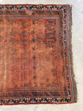 4' x 5'3 Worn Antique Afshar rug #2166 / 4x5 Vintage Rug - Blue Parakeet Rugs