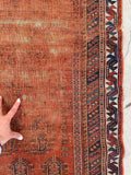 4' x 5'3 Worn Antique Afshar rug #2166 / 4x5 Vintage Rug - Blue Parakeet Rugs