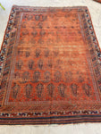 4' x 5'3 Worn Antique Afshar rug #2166 / 4x5 Vintage Rug - Blue Parakeet Rugs