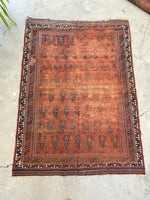 4' x 5'3 Worn Antique Afshar rug #2166 / 4x5 Vintage Rug - Blue Parakeet Rugs