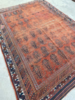 4' x 5'3 Worn Antique Afshar rug #2166 / 4x5 Vintage Rug - Blue Parakeet Rugs
