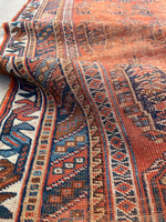 4' x 5'3 Worn Antique Afshar rug #2166 / 4x5 Vintage Rug - Blue Parakeet Rugs
