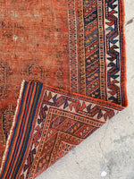 4' x 5'3 Worn Antique Afshar rug #2166 / 4x5 Vintage Rug - Blue Parakeet Rugs
