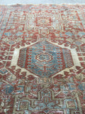3'6 x 4'5 muted Heriz / Antique Heriz / Small Vintage Rug - Blue Parakeet Rugs