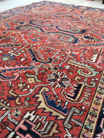 6'11 x 9'5' Antique Heriz / Large Antique Heriz / 7x9 Rug (#802ML) - Blue Parakeet Rugs