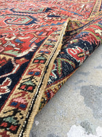 6'11 x 9'5' Antique Heriz / Large Antique Heriz / 7x9 Rug (#802ML) - Blue Parakeet Rugs
