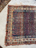 4'2 x 6'7 Antique Kurdish rug #2170 / 4x7 Vintage Rug - Blue Parakeet Rugs