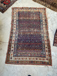4'2 x 6'7 Antique Kurdish rug #2170 / 4x7 Vintage Rug - Blue Parakeet Rugs