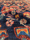 3'5 x 6'2 Antique village rug #1992 / 3x6 Vintage Rug - Blue Parakeet Rugs
