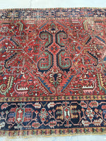 6'11 x 9'5' Antique Heriz / Large Antique Heriz / 7x9 Rug (#802ML) - Blue Parakeet Rugs
