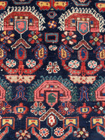 3'5 x 6'2 Antique village rug #1992 / 3x6 Vintage Rug - Blue Parakeet Rugs