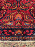 3'4 x 5' Floral antique rug #1993 / 3x5 Vintage rug - Blue Parakeet Rugs