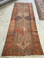 3'9 x 9'11 Antique Camel Runner #2171 / 4x10 Vintage Runner - Blue Parakeet Rugs