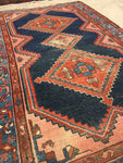 2'10 x 4'8 antique Kurdish Rug - Blue Parakeet Rugs