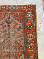 3'9 x 9'11 Antique Camel Runner #2171 / 4x10 Vintage Runner - Blue Parakeet Rugs