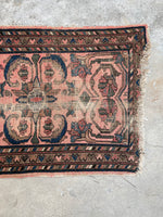 2'7 x 9'7 Antique dusty pink Runner #2172 / 3x10 Vintage Runner - Blue Parakeet Rugs