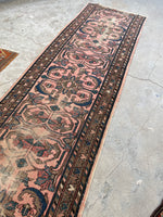 2'7 x 9'7 Antique dusty pink Runner #2172 / 3x10 Vintage Runner - Blue Parakeet Rugs