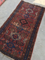 3 x 5'10 Antique Persian Malayer / Small Vintage Rug - Blue Parakeet Rugs