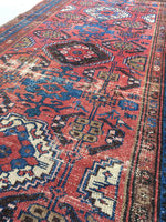 3 x 5'10 Antique Persian Malayer / Small Vintage Rug - Blue Parakeet Rugs