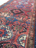 3 x 5'10 Antique Persian Malayer / Small Vintage Rug - Blue Parakeet Rugs