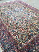 8'6 x 11'6 antique Persian Kerman (#985ML) - Blue Parakeet Rugs