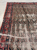 4'3 x 6'5 Antique worn Malayer rug #2174 / 4x7 Vintage Rug - Blue Parakeet Rugs